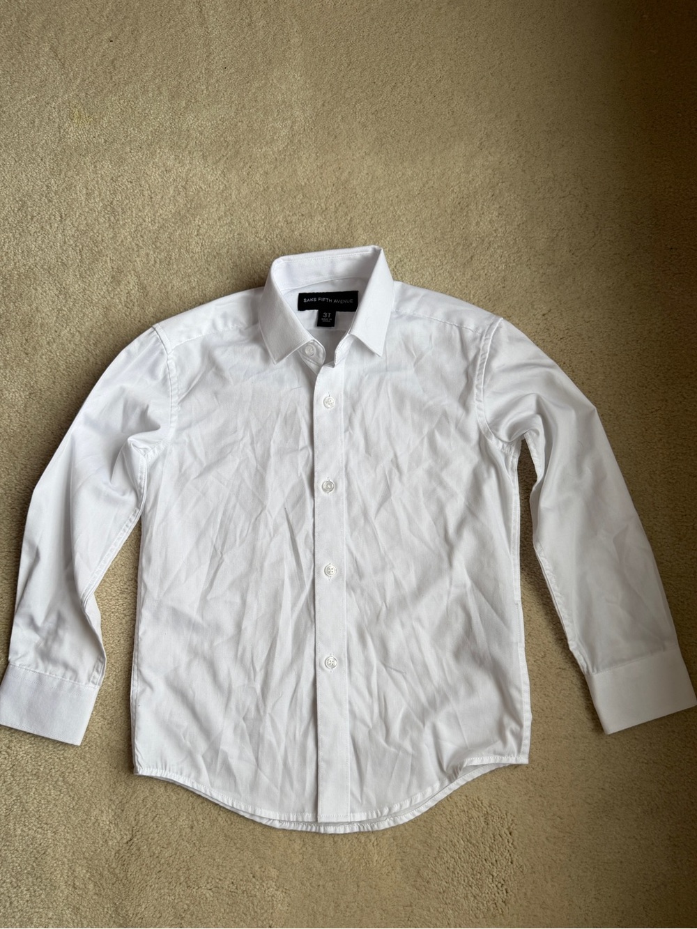 Saks Fifth Avenue White Button Down Long Sleeve Dress Shirt Toddler Size 3T